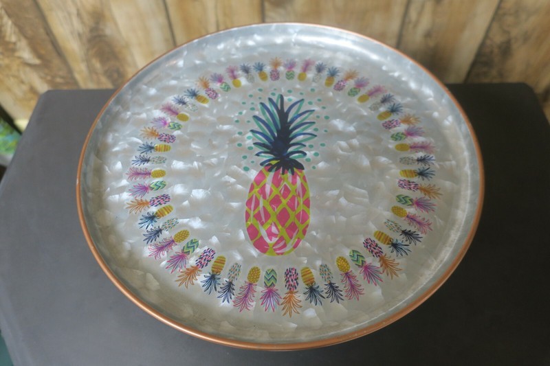 Josephine Kimberling Rnd hammered shine Metal Pineapple Party 12" Cake Stand gallery