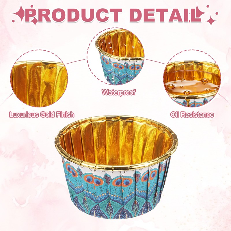 For 150 Pieces Disposable Oven Paper Cupcake Molds, Blue/Purple gallery