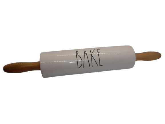 Rae Dunn Artisan "BAKE" Rolling Pin - Ceramic & Wood Discontinued gallery