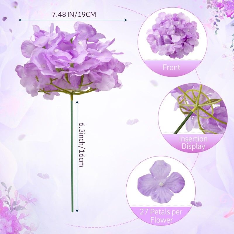 Tigeen 100 Pcs Hydrangea Artificial Flowers Bulk 7.48 Inch Artificial gallery