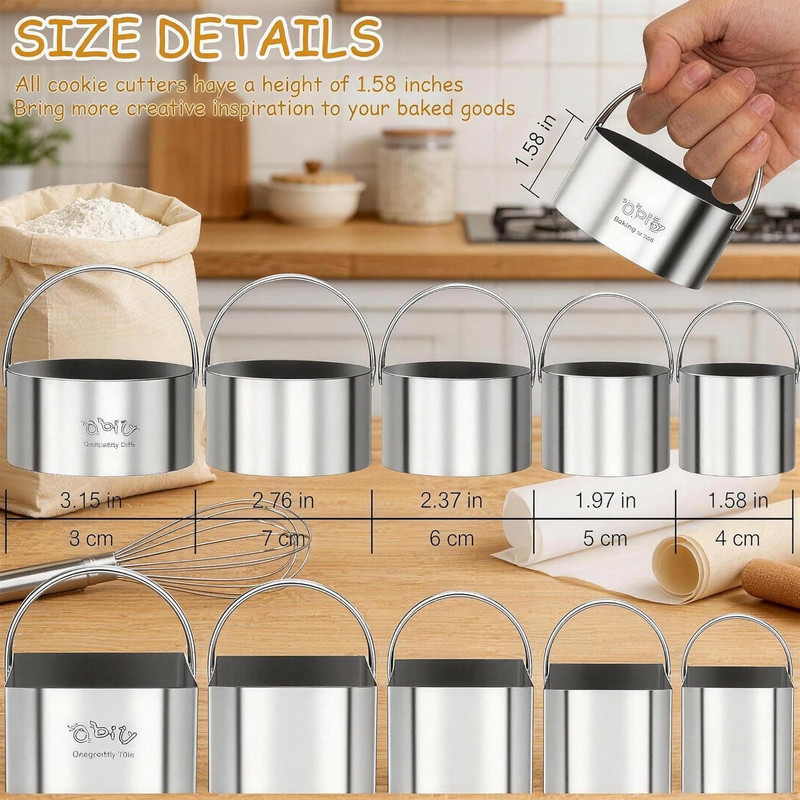 Cookie Biscuit Cutters for Baking Set of 10 Pcs, Square and round Cookie Biscuit gallery