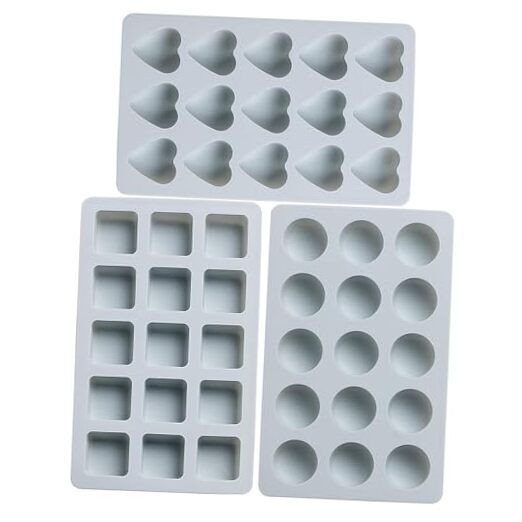3 Pieces Candy and Chocolate Silicone Molds Set Non-stick Including Heart, Blue