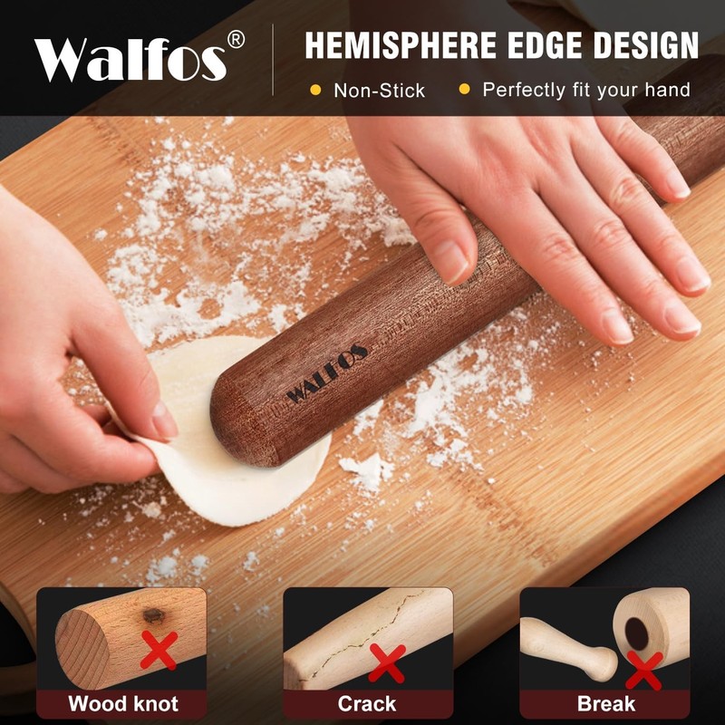 French Rolling Pin Set Natural Wooden Rolling Pins 8inch 15.7inch Baking Dough gallery