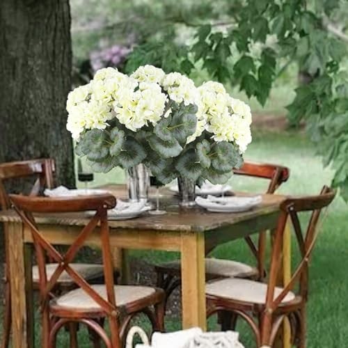 CITYES Artificial Geraniums Flowers for Outdoors Silk Geraniums Bushes UV White gallery
