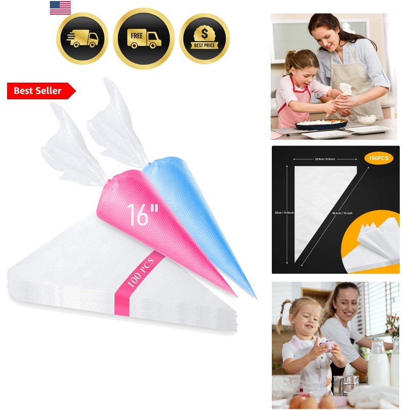 Piping Bags 100PCS & Tipless Piping Bags, Extra Thick Pastry Bags Disposable,…