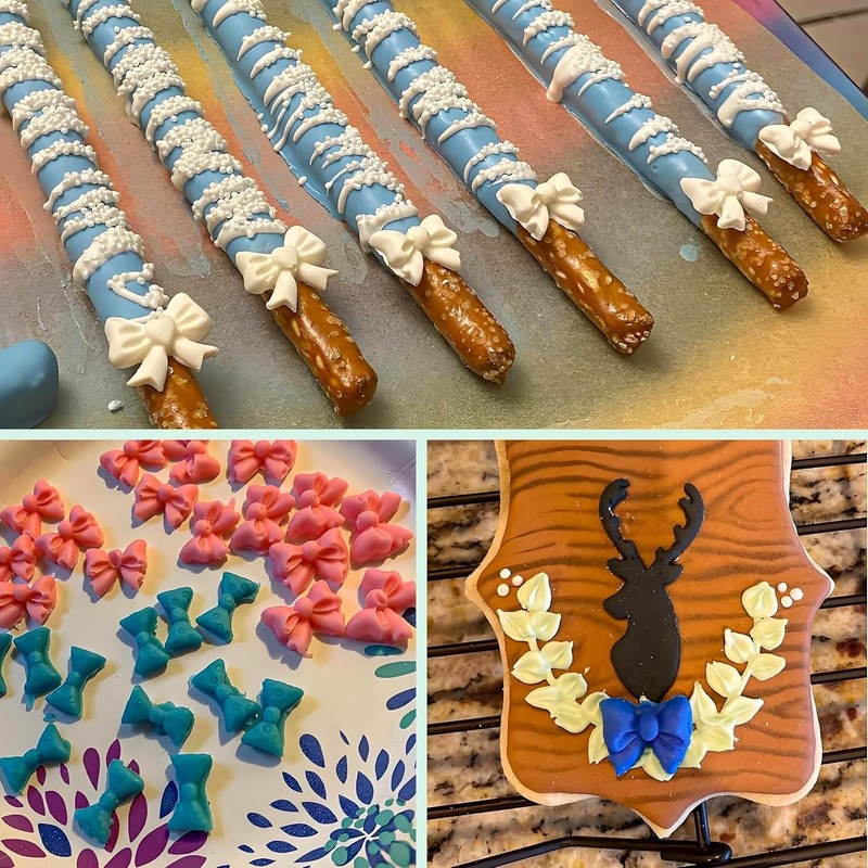 W0770 8 Mini Bows Silicone Fondant Molds Chocolate Sugar Candy Cake Pop Bow C... gallery