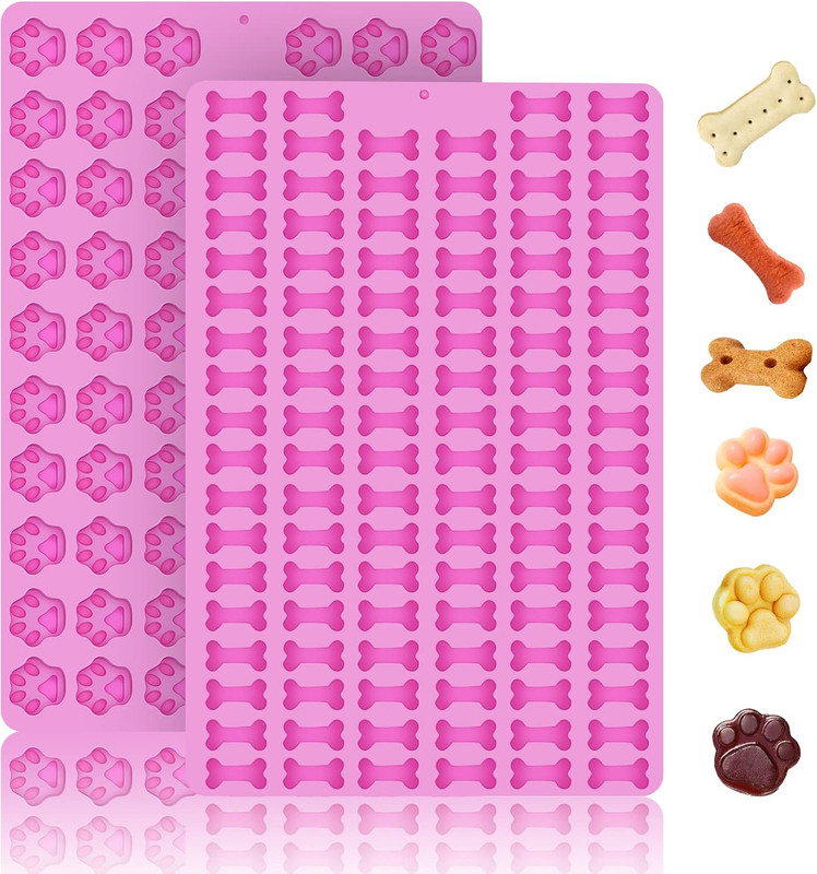 2 PCS Mini Silicone Molds, 106 Cavity Dog Bone + 69 Cavity Paw Mold for Bakin... gallery