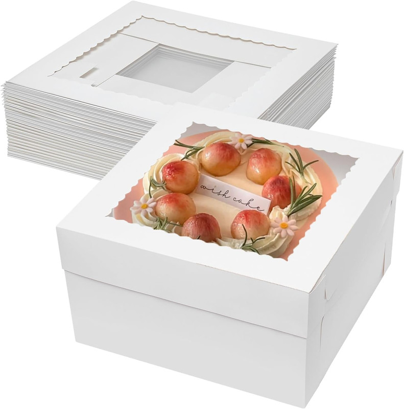14X14X6 Inch Cake Boxes 10Pcs Bakery Boxes for Tier Cakes with Window 14 Inch Wh gallery