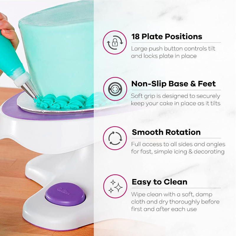 Tilt-N-Turn Cake Turntable - Smooth Decorating with Non-Slip Grip, 12x7 gallery