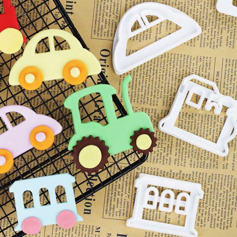4Pcs Train Car Plastic Cookies Cutter Fondant Cake Decorating Sugarcraft Mould gallery