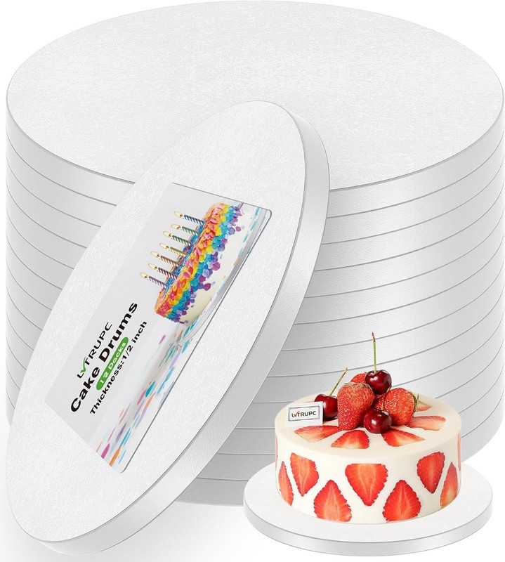 12Pcs Cake Drum Boards 12 Inch Round, 1/2″ Thick Cake Drums for Heavy Tiered …