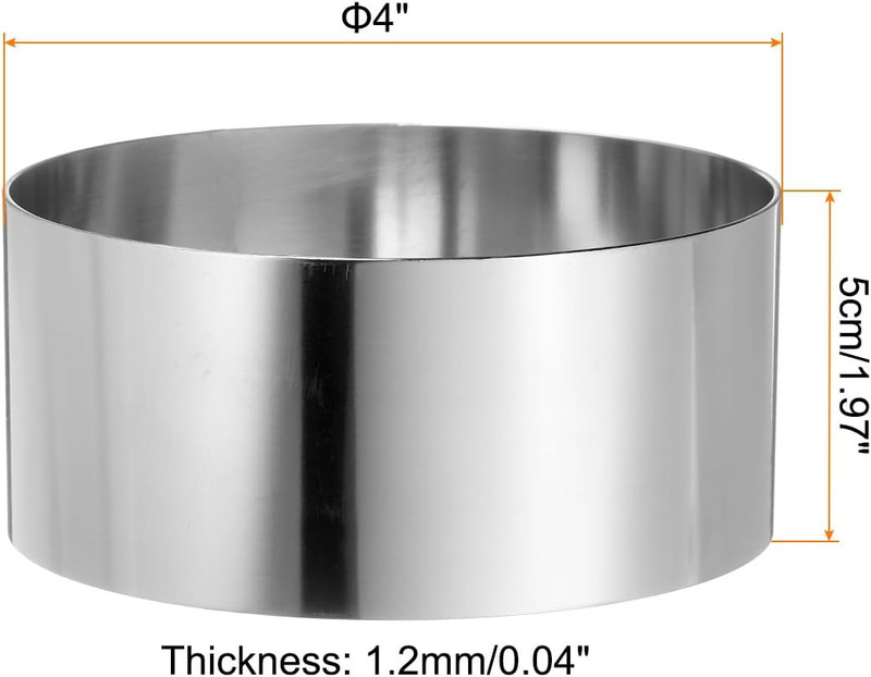 4PCS round Cake Ring 4 X 2 Inch Seamless Stainless Steel Pastry Mousse Dessert R gallery