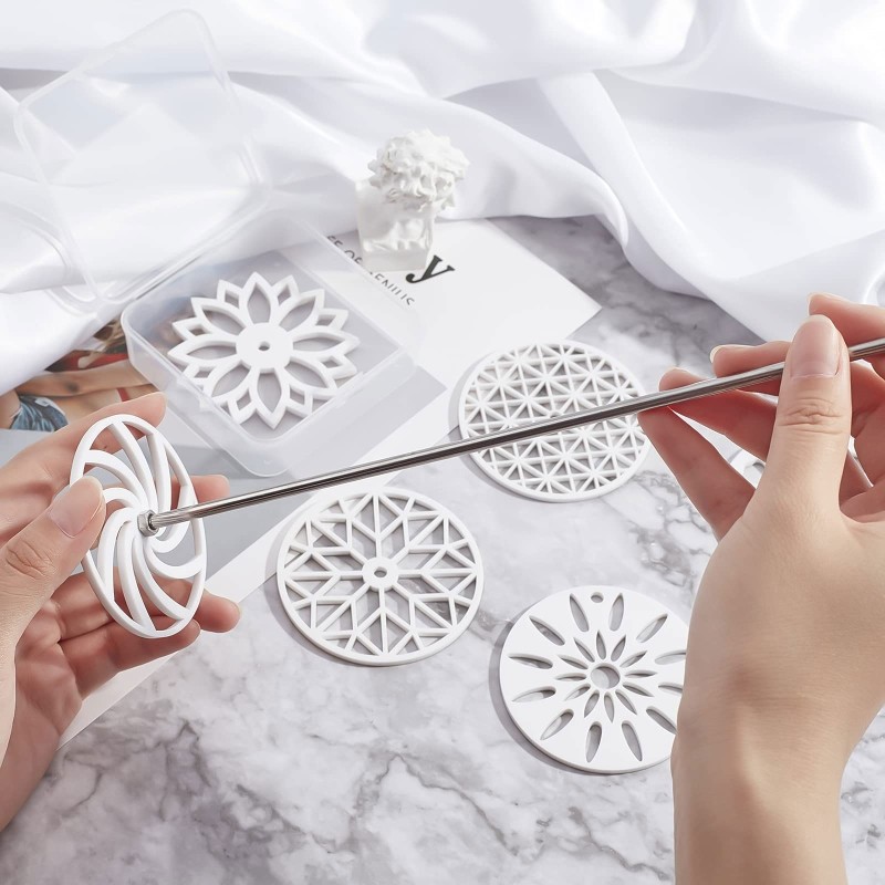 6 Styles 2.75in Round Soap Mold Tools Silicone Swirl Partition Flower Template gallery