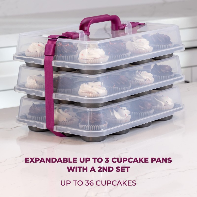 Cupcake Carrier For 24 Cupcakes Innovative Cupcake Holder Includes 2 Cupcake Pan gallery