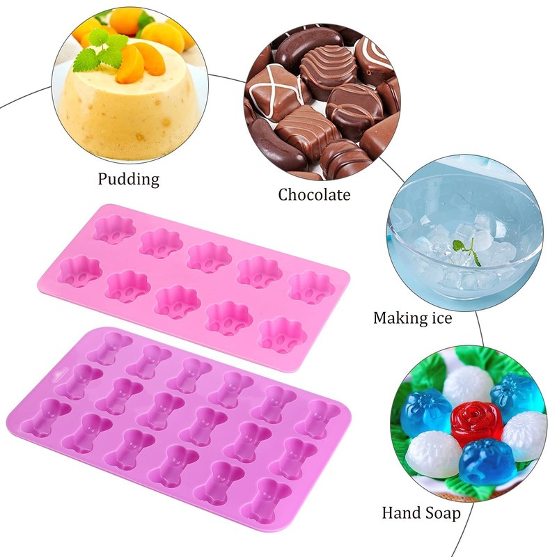 Dog Paw Silicone Mold, Baking Ice Cube Tray, Biscuit Chocolate Candy, Multicolor gallery