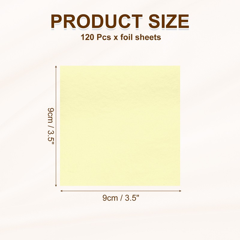 120pcs Leaf Sheets, 3.5" x 3.5" Metallic Foil Leaf Paper Champagne Silver gallery