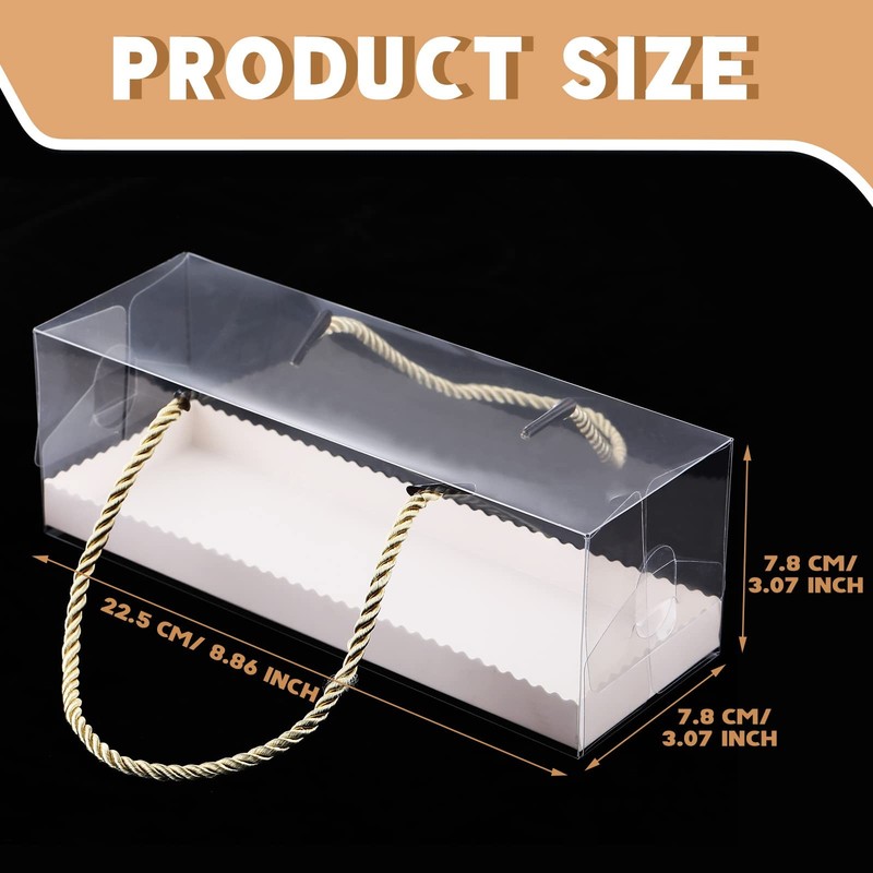 30PCS Clear Cupcake Boxes Portable Gable Handles Rectangular Container 9x3x3Inch gallery