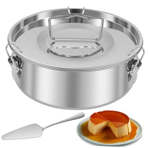 Flan Mold with Lid 7.5inch Flan Mold for Fast Pot 6QT to 8QT 304 Stainless