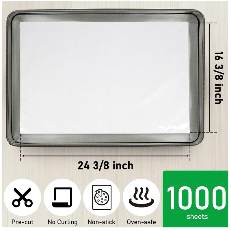 White Parchment Paper for Baking Full Sheet Pan - 1000 Pack