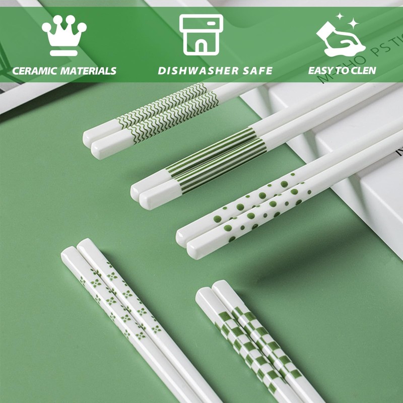5 Pairs Ceramic Chopsticks, 24.5cm/9.65inch High-grade Bone Porcelain Chinese... gallery
