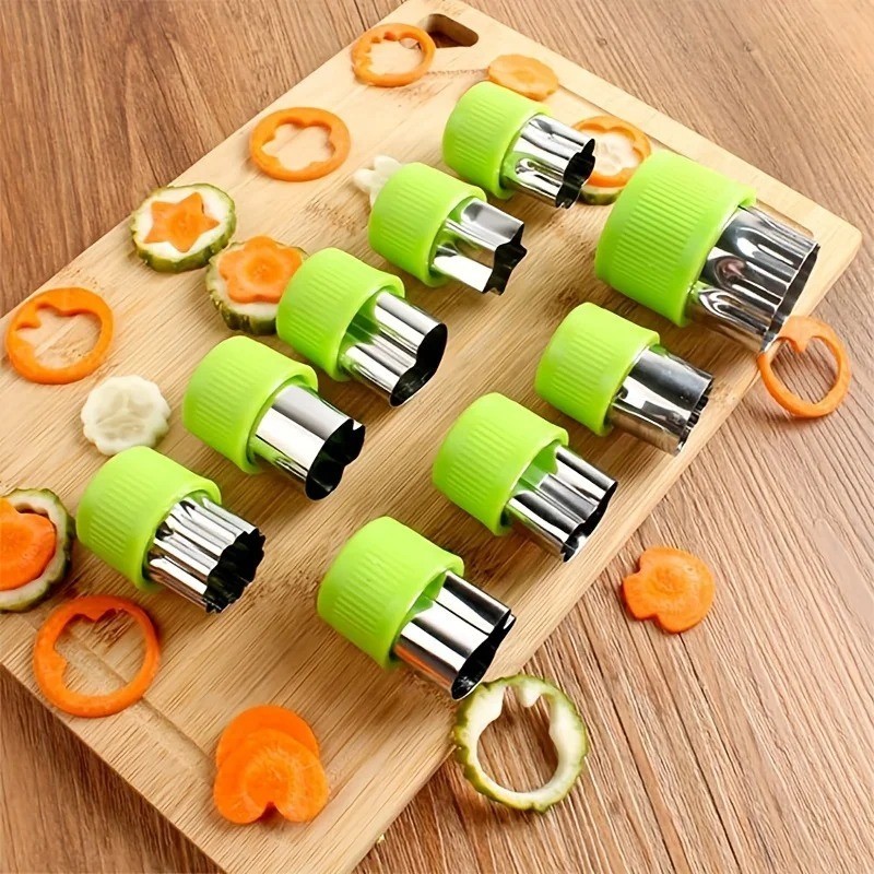9 Piece Fruit Veggie Cutter Set Mini Cookie Shape Slicers Molds Stainless Steel gallery