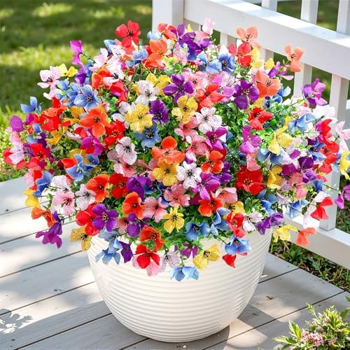 Bundles Artificial Flowers Outdoors Decoration, Fake Silk mums 20 Mix 8 Colors gallery
