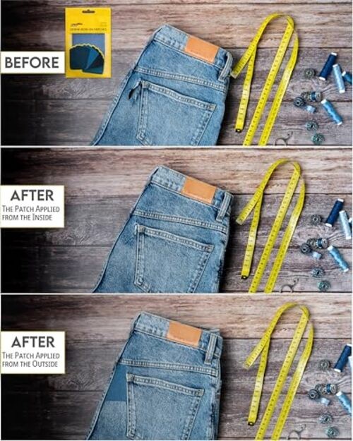 Denim Iron-on Patches Inside & Outside Strongest Glue 100% Cotton 1-Pack Blue gallery