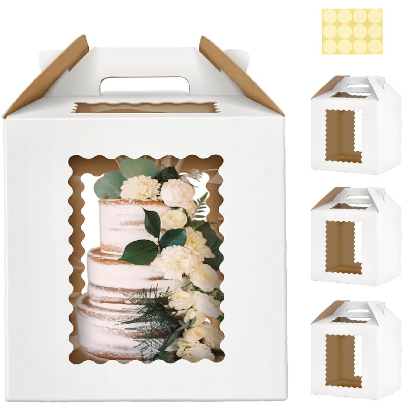 3 Pack 12x12x12 Inch Tall Cake Boxes with windows,10in 12in Tall Cake Carrier…