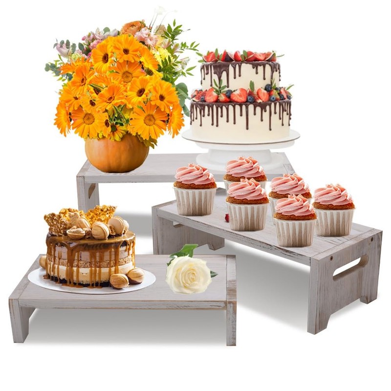 3 Tier Wood Cupcake Stand Dessert Display Risers For Party Wooden Dessert Tray S