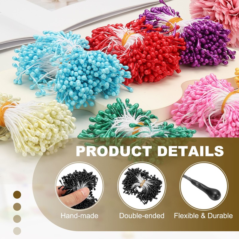 300Pcs 3mm Double Heads Flower Stamen Artificial Flower Pistil Black gallery