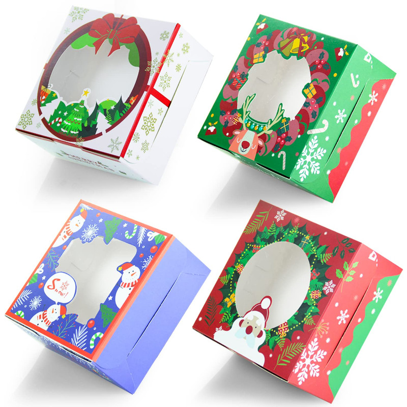 Christmas Bakery Box with Window 60Packs 6X6X3 Cookie Boxes Pastry Box for Chris gallery