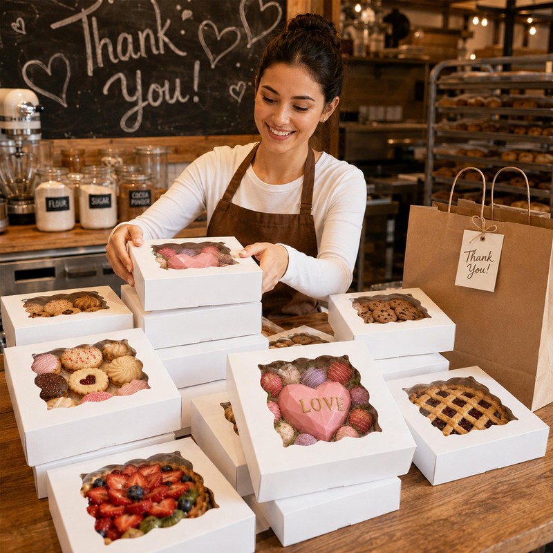 20 Pack Pie Boxes 10x10x3inch Bakery Boxes with Window Dessert Pastry Box for... gallery