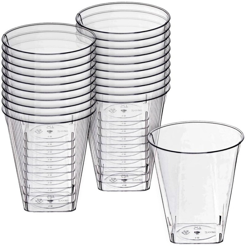 Clear Square Bottom Plastic Shot Cups (2 oz.) – Pack of 20 – Elegant & Transp…
