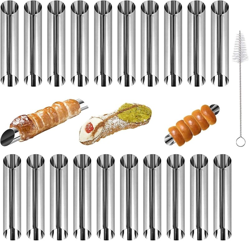 20 Pcs 5 Inch Cannoli Tubes Molds Large Stainless Steel Cannolis Tubes Forms