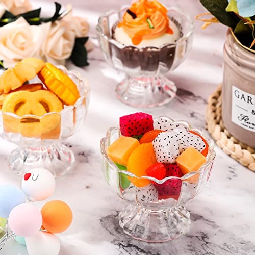 Pieces Small Ice Cream Bowls Set Tulip Clear Glass Bowls 3.4 12 Clear White gallery