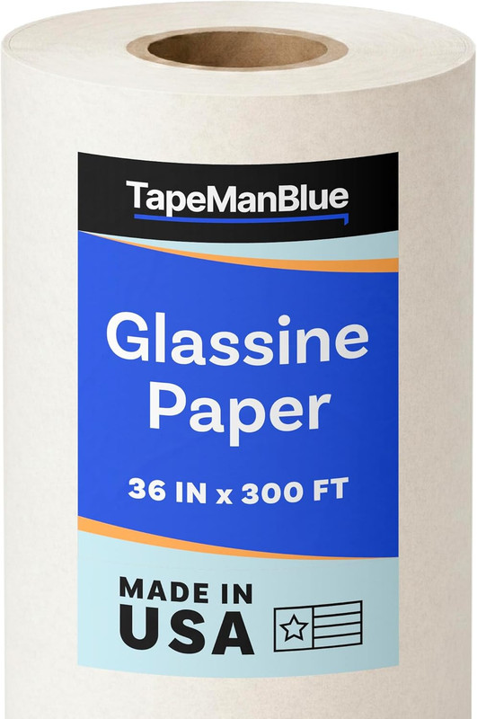 Glassine Paper Roll, 36 inch x 300 ft (100 yds), Made in USA, Archival Acid Free