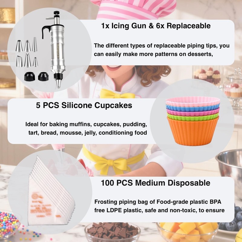 Dessert Decorating Syringe Set | Frosting Piping Kit Decorating Tools 6 Pipin... gallery