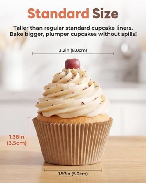 Non-stick 200pcs Standard Cupcake Liners for Baking, Natural, Food Unbleached gallery