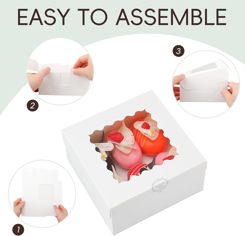 50 cajas de panadería de 6x6x3 pulgadas blancas con ventana para San Valentín gallery