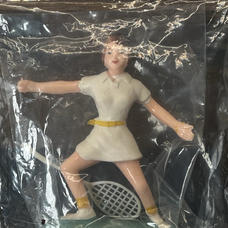 Vintage Tennis Player Cake Topper Grandmother Stover's Trimmin' Trinkets Plastic gallery
