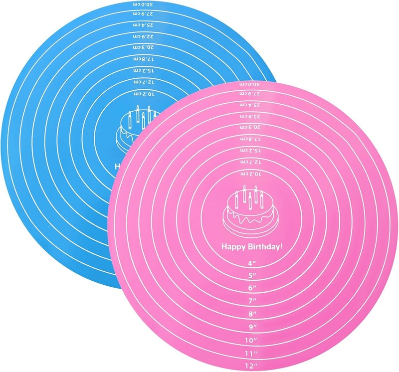 2 PCS 12 Inch Silicone Cake Mat Round Silicone Baking Mat with