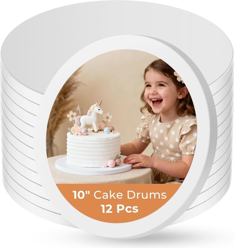 12pcs 10 Inch Round Cake Drums - Sturdy Food-Grade Boards for Weddings & Parties gallery