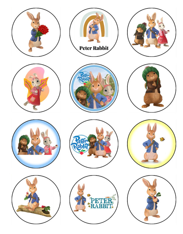 Peter Rabbit Cupcake Toppers Edible Icing Birthday Cake Decoration (2 Sizes) #01