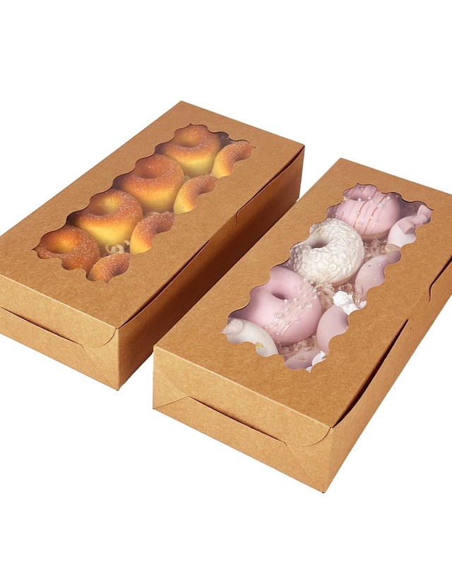 15 PCS Brown Cookie Box With Window 12x5.5x2.5 In Pastry Bakery Package gallery