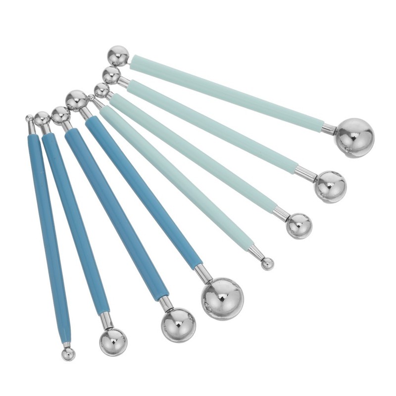 8pcs Metal Ball Fondant Dotting Tool - Double-Ended Modeling Stylus - Flower gallery