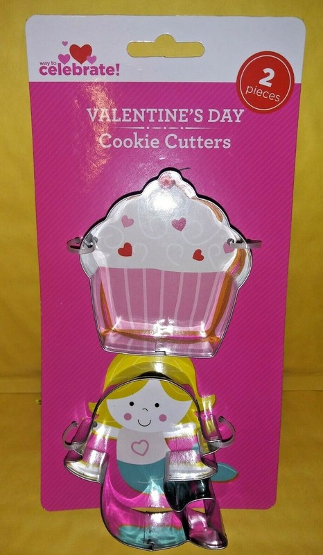 Celebrate Valentine’s Day Cookie Cutters Cupcake/Mermaid Shaped 2 per sheet.