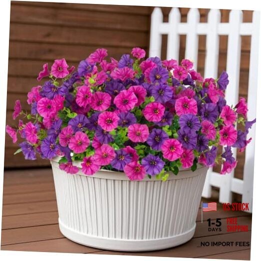 12 Bundles Morning Glory Artificial Flowers for Outdoor Purple,dark Purple