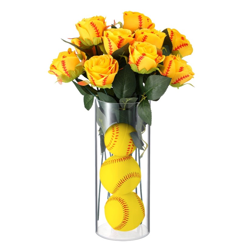 Suncalla 12 Pcs Softball Rose Leaves Bulk Artificial Fake Rose Decor Softball