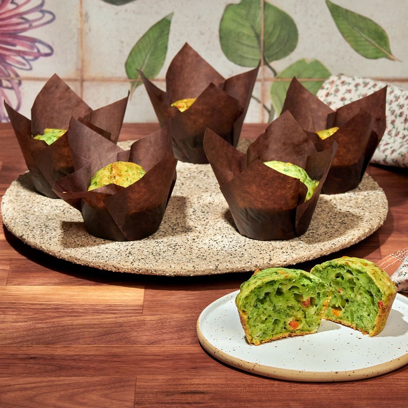 50Pcs Tulip Cupcake Liners Paper Baking Cups Brown with Gold Wire Pattern gallery