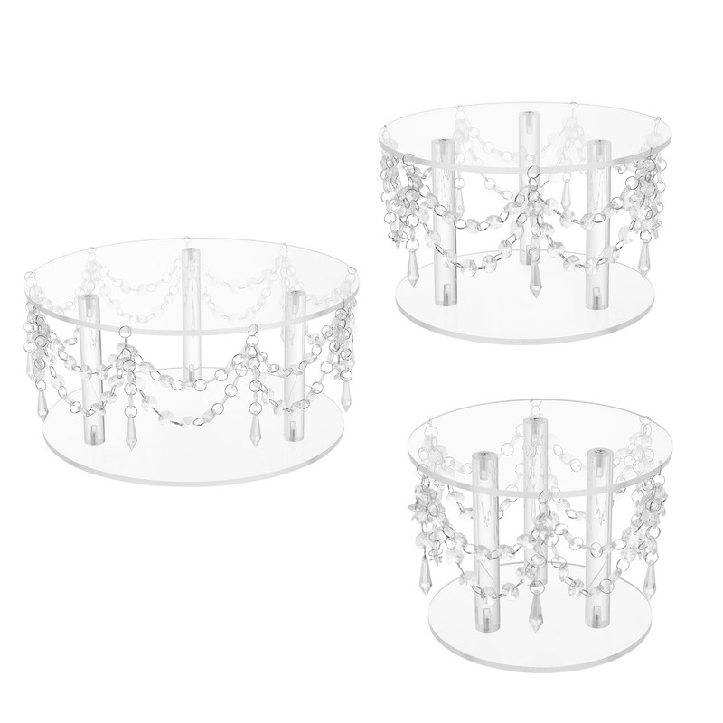3Pcs Acrylic Round Cake Stand Set Polished Tabletop Dessert Display Stand Decor gallery